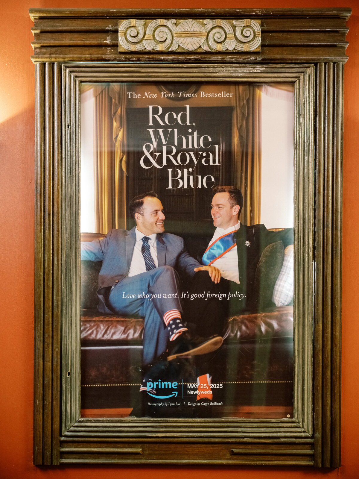 This captivating promotional image for 'Red, White & Royal Blue' showcases love and diplomacy, portraying the couple as two characters in a close and relatable pose.