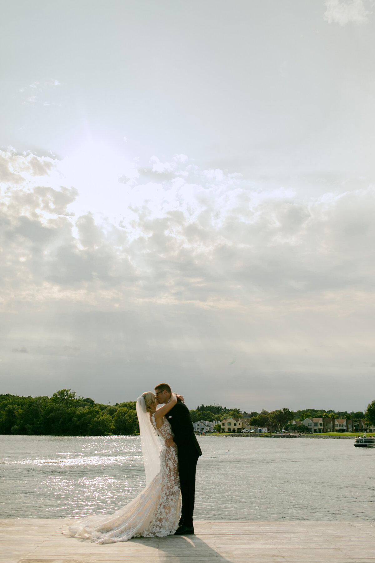 The Lake House on Canandaigua Wedding_Bride and Groom on Dock Sunset Portraits_Verve Event Co (7)