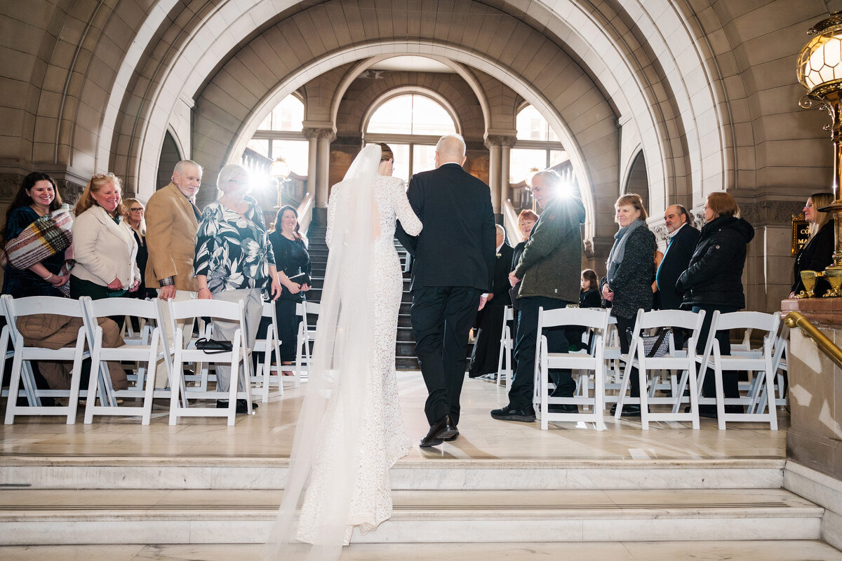 downtown pittsburgh microwedding ceremony at the allegheny county courthouse