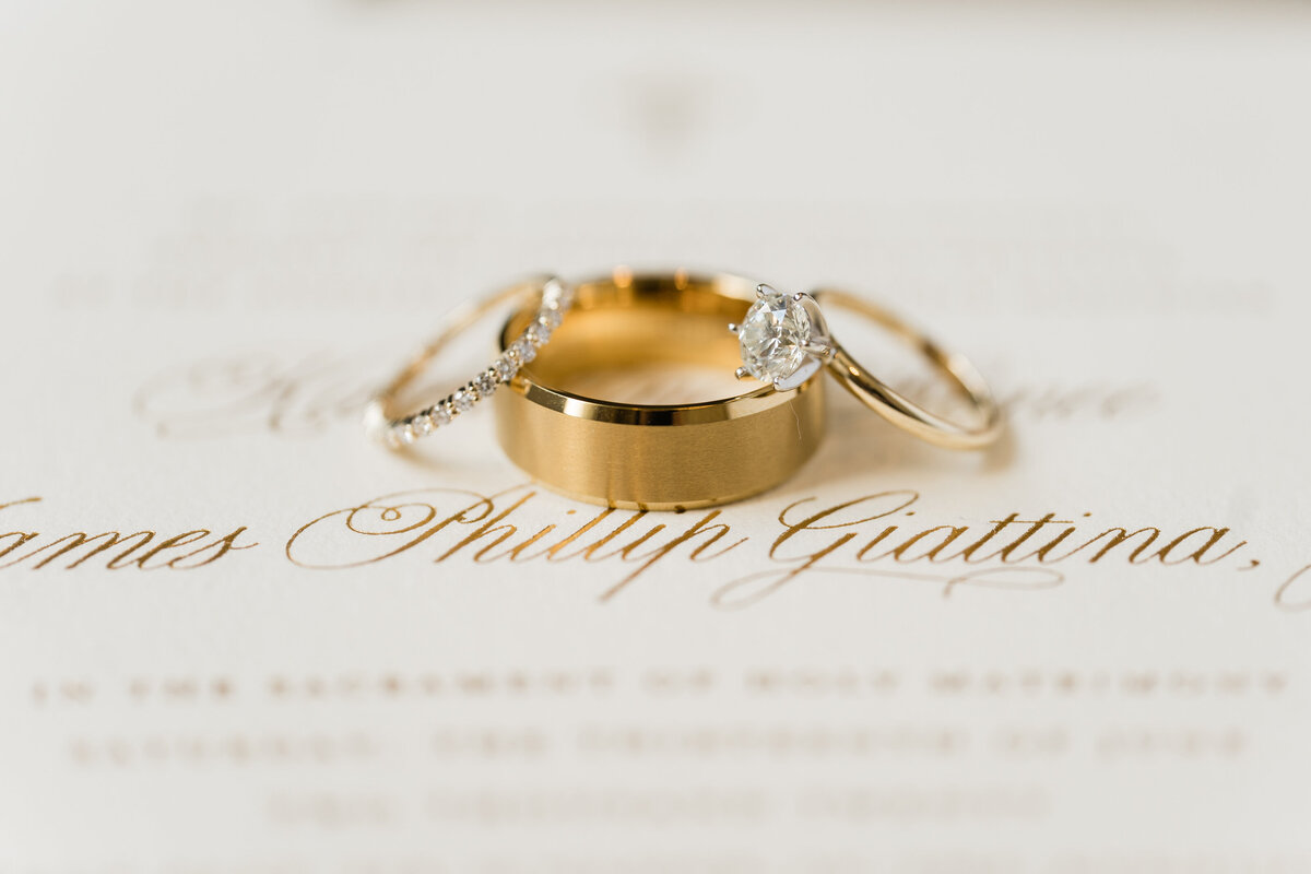 Closeup of gold wedding rings
