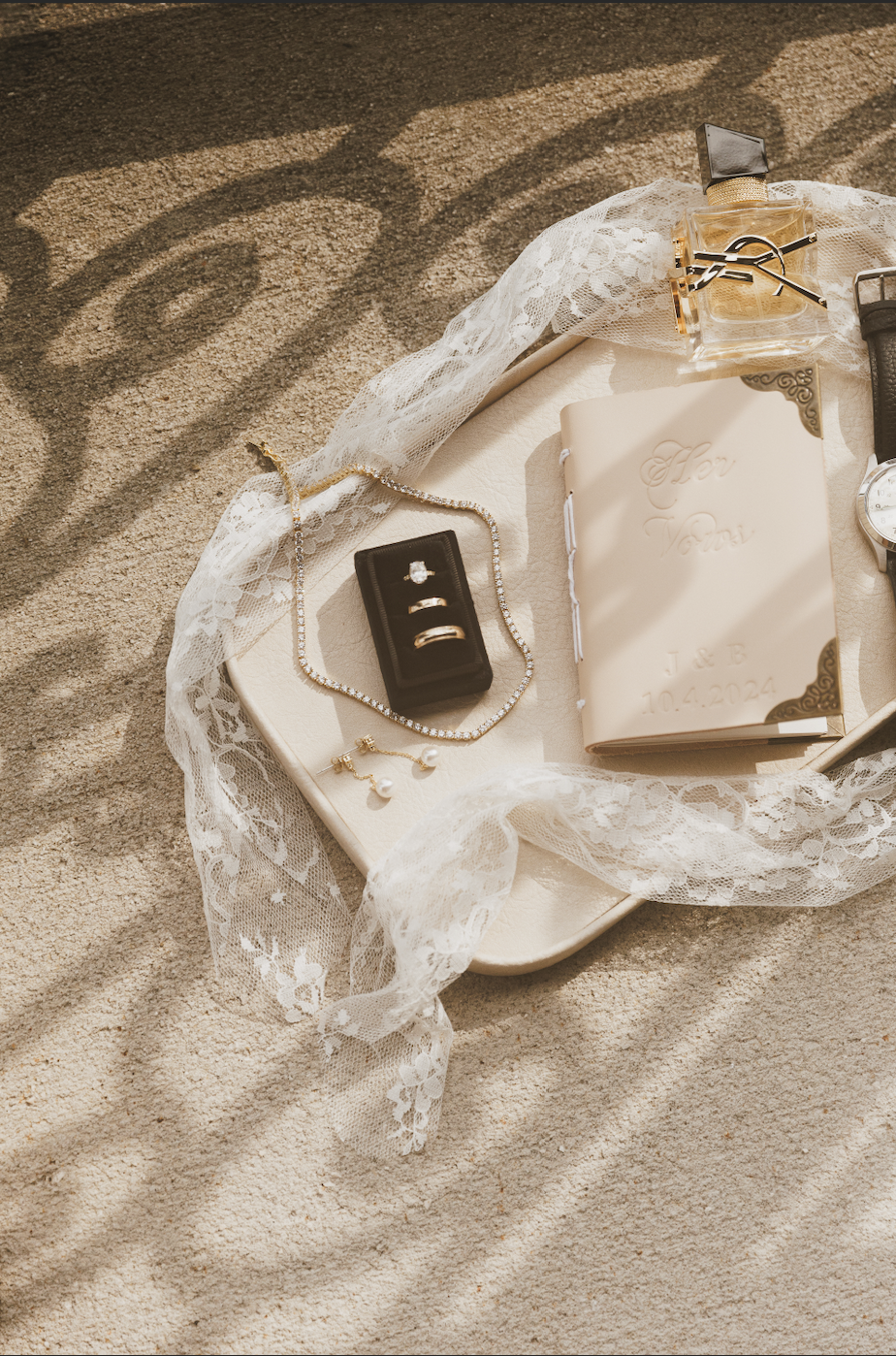 Wedding detail flat lay