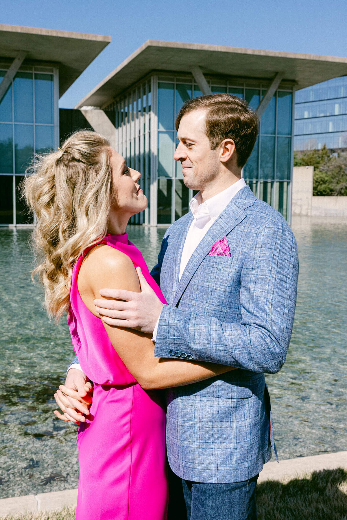 A wedding engagement session photo taken in Fort Worth Texas