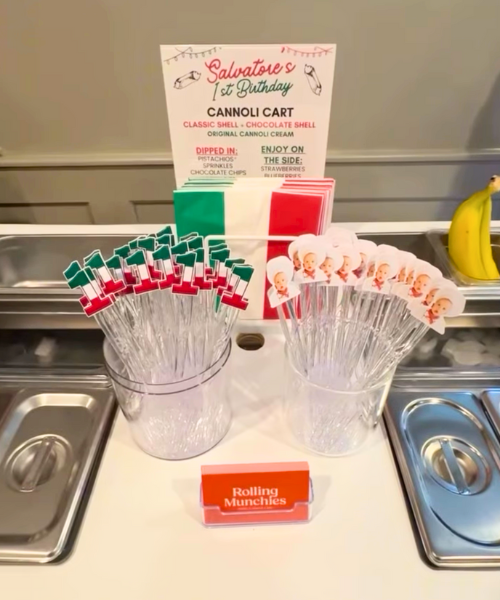 Custom cannoli cart with themed toppers