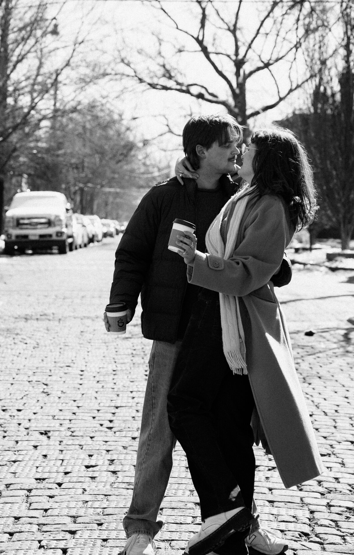 black and white photo of couple sharing a special moment