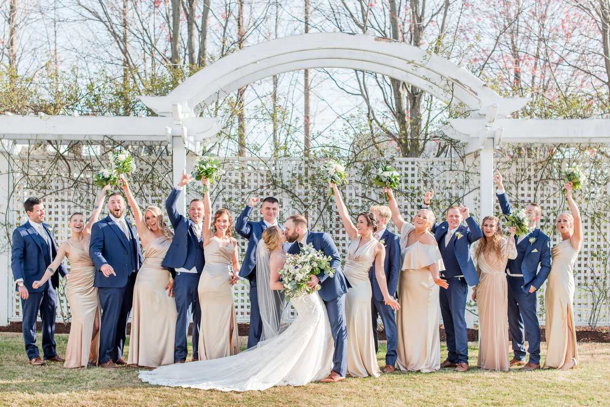 wedding party blue suits champagne dresses chesapeake bay beach club