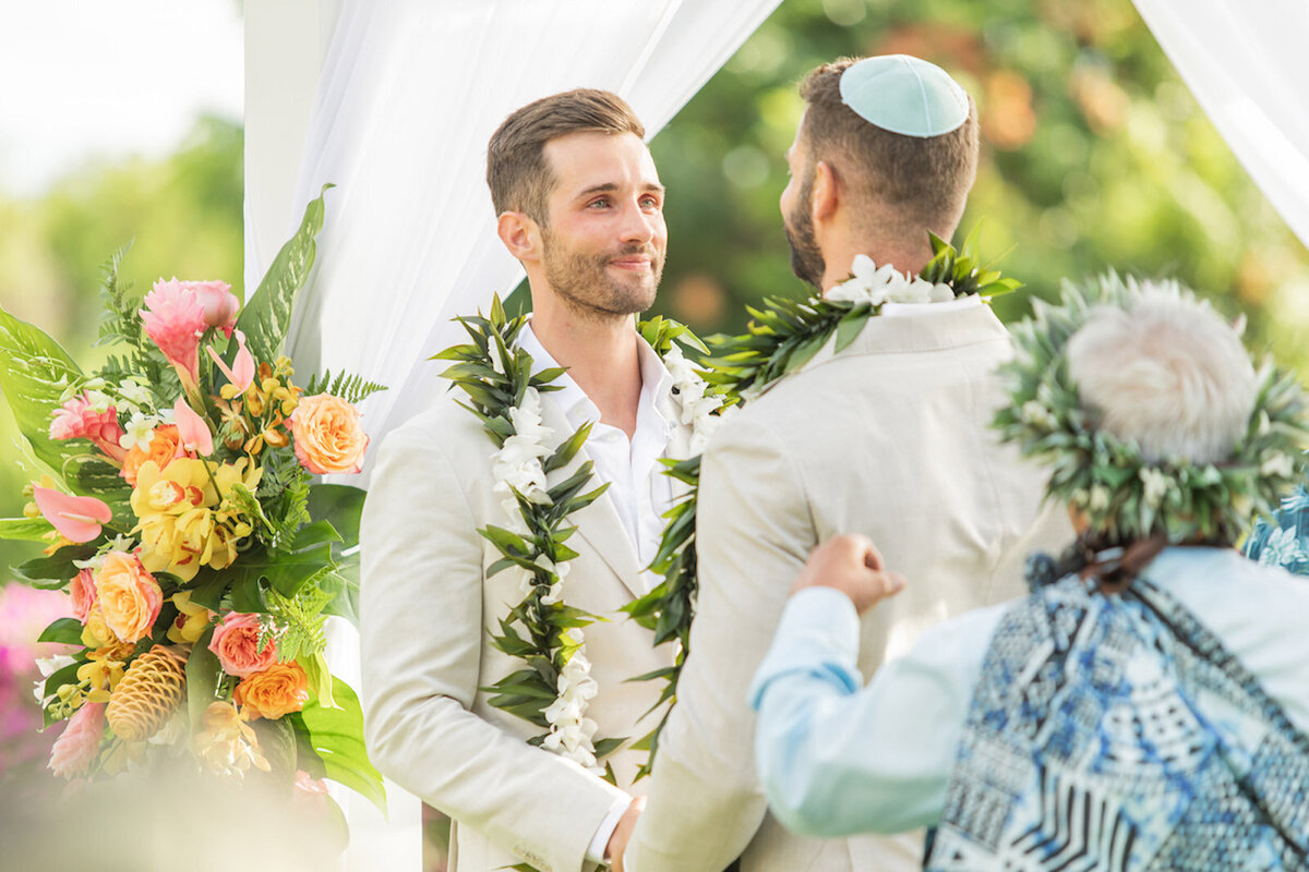 Maui wedding photography during vows at ceremony