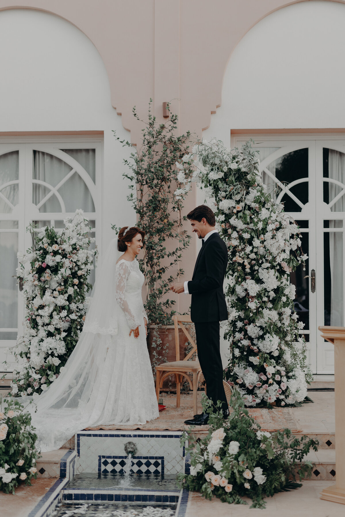 Bride and groom getting married