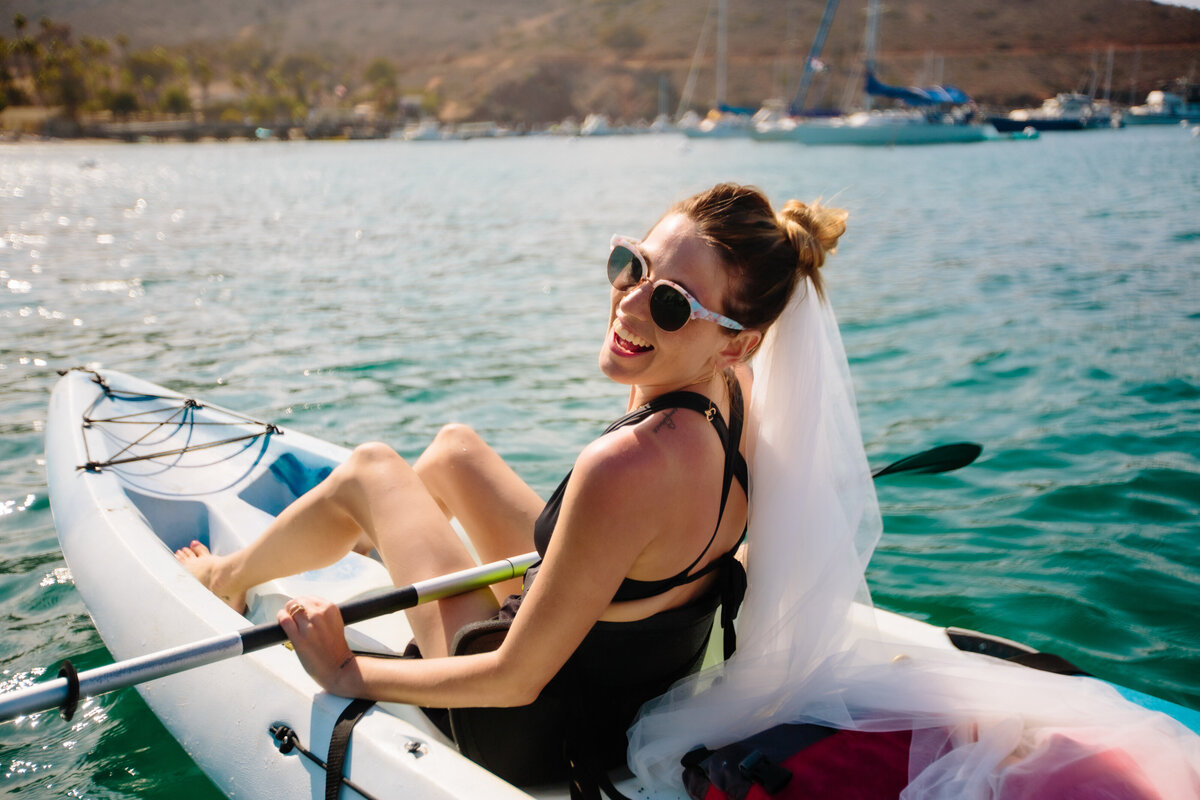 Bride in kayak