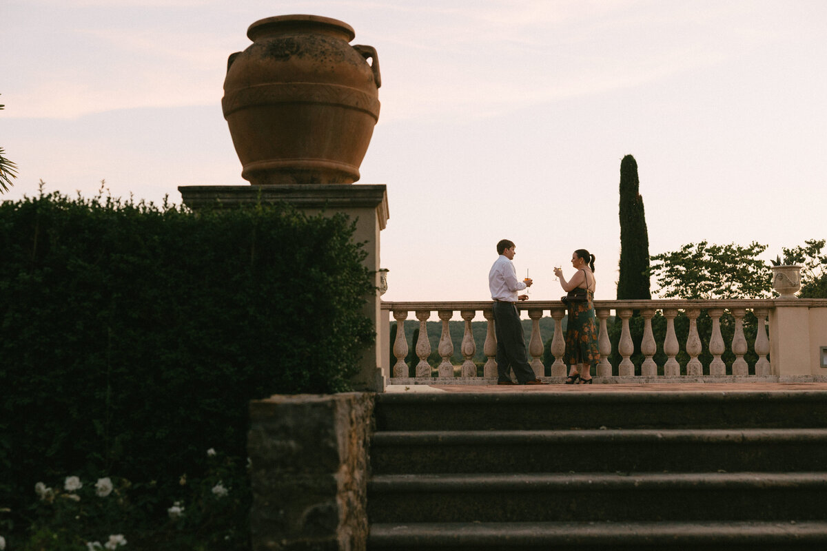 Sunset over Villa La Selva as guests enjoy welcome night festivities