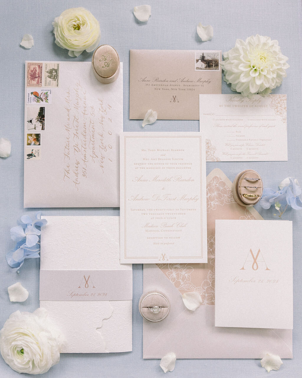 embossed-hydrangea-wedding-invitation-custom-postage