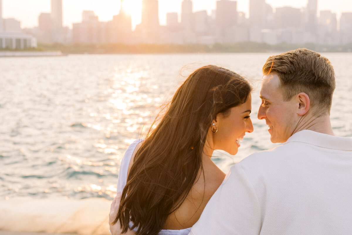 Sunset Engagement Photo at Chicago's Museum Campus