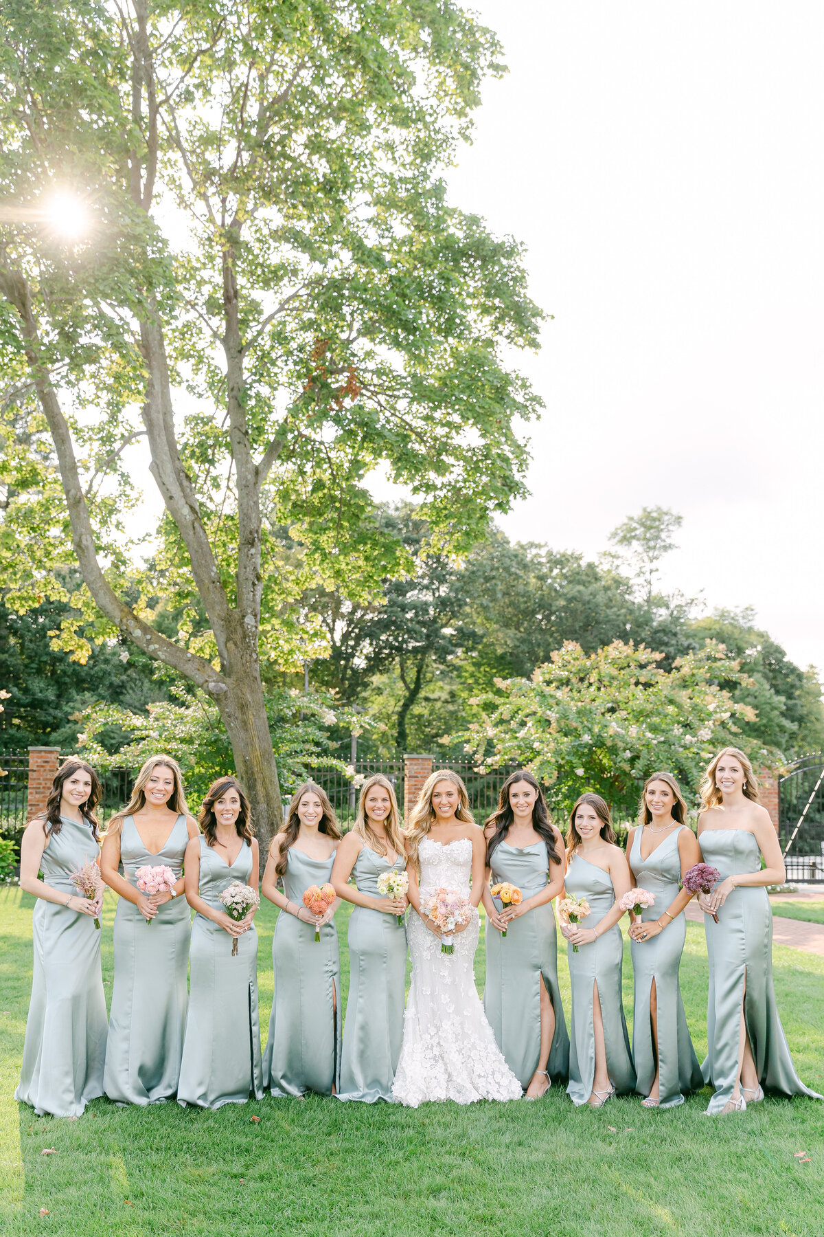 Silky Blue Bridesmaids Wedding Dresses, Long Island Editorial Modern Wedding Photography, Garden Wedding in Long Island, Winery Wedding Photo Ideas, North Fork Fine Art Wedding Photographer, Old Westbury Country Club Wedding, Pine Hallow Country Club Wedding