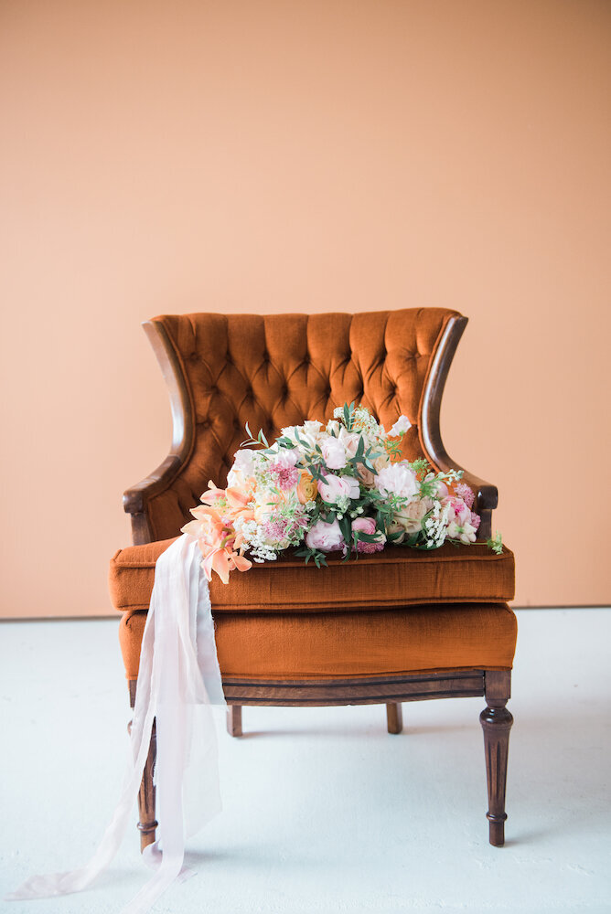 vintage-orange-chair-flowers