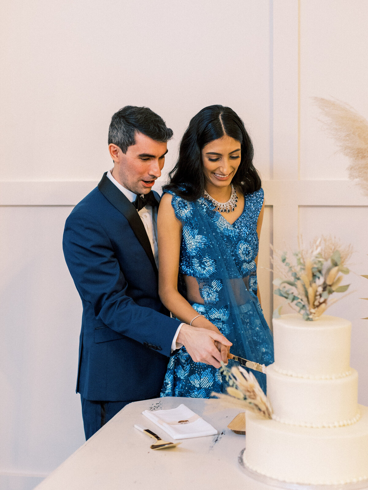 Prianka + Alex - Hindu Wedding 18- reception- cake cutting
