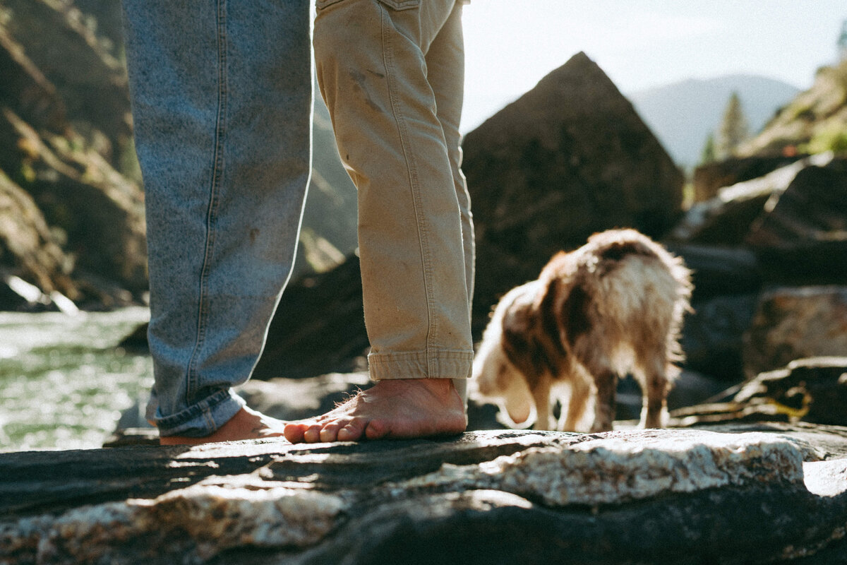 Couple during golden hour engagement and maternity shoot in Riggins, Idaho wedding/elopement - photographed by The Storytellers