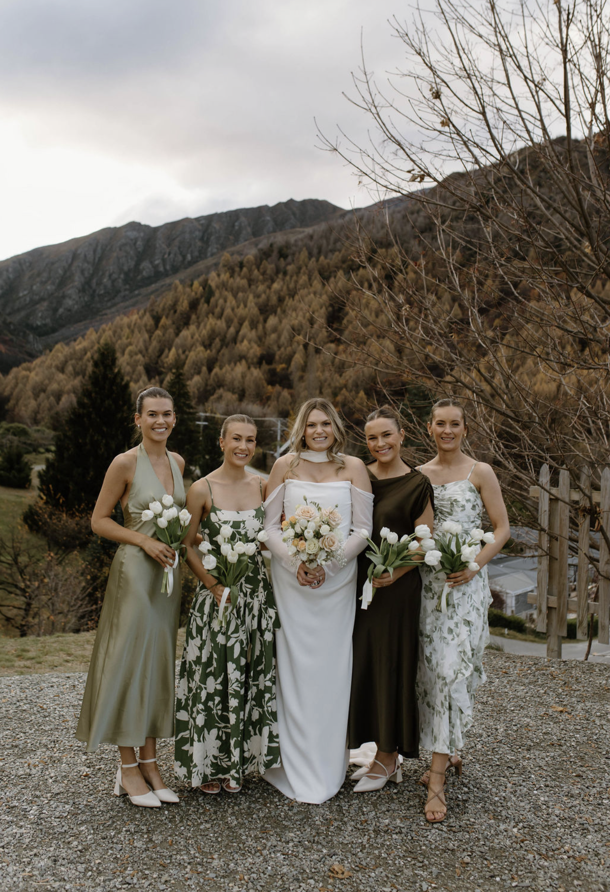 bridal party queenstown autumn wedding