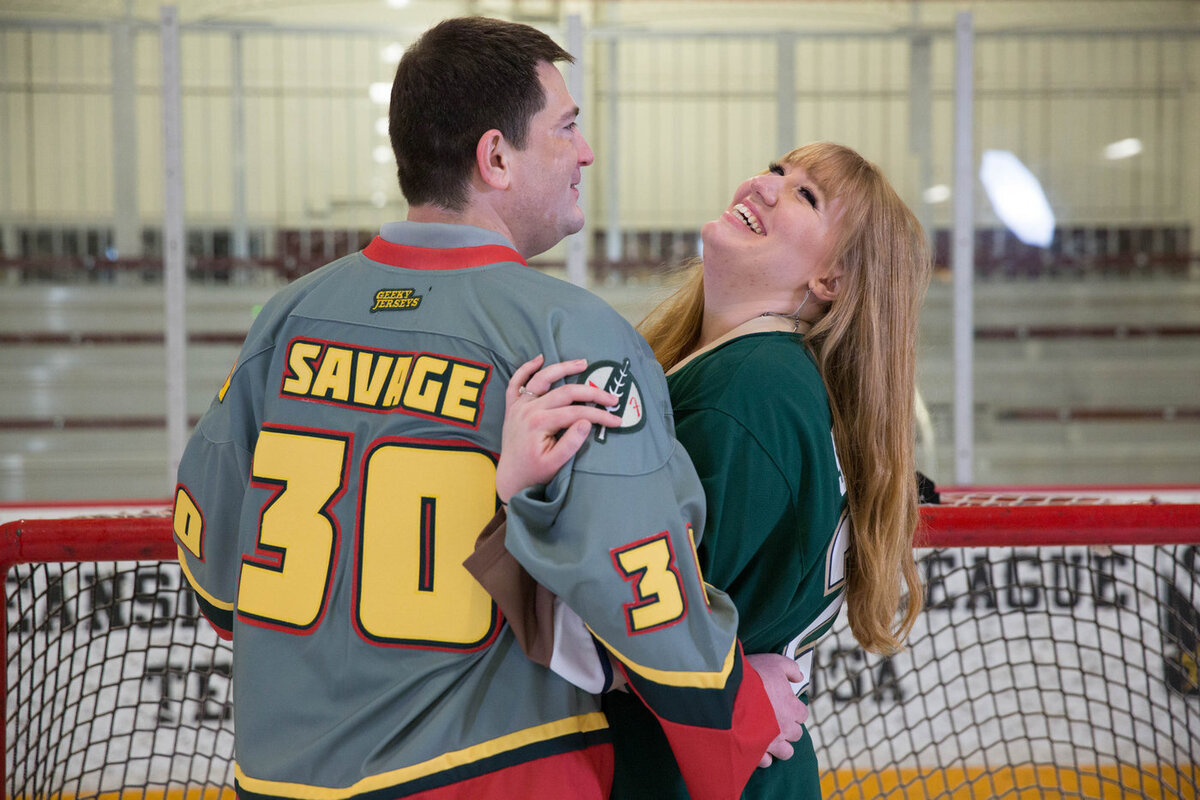 Fun engagement themed photos by Phoenix's best wedding photographers, DePoy Studios.