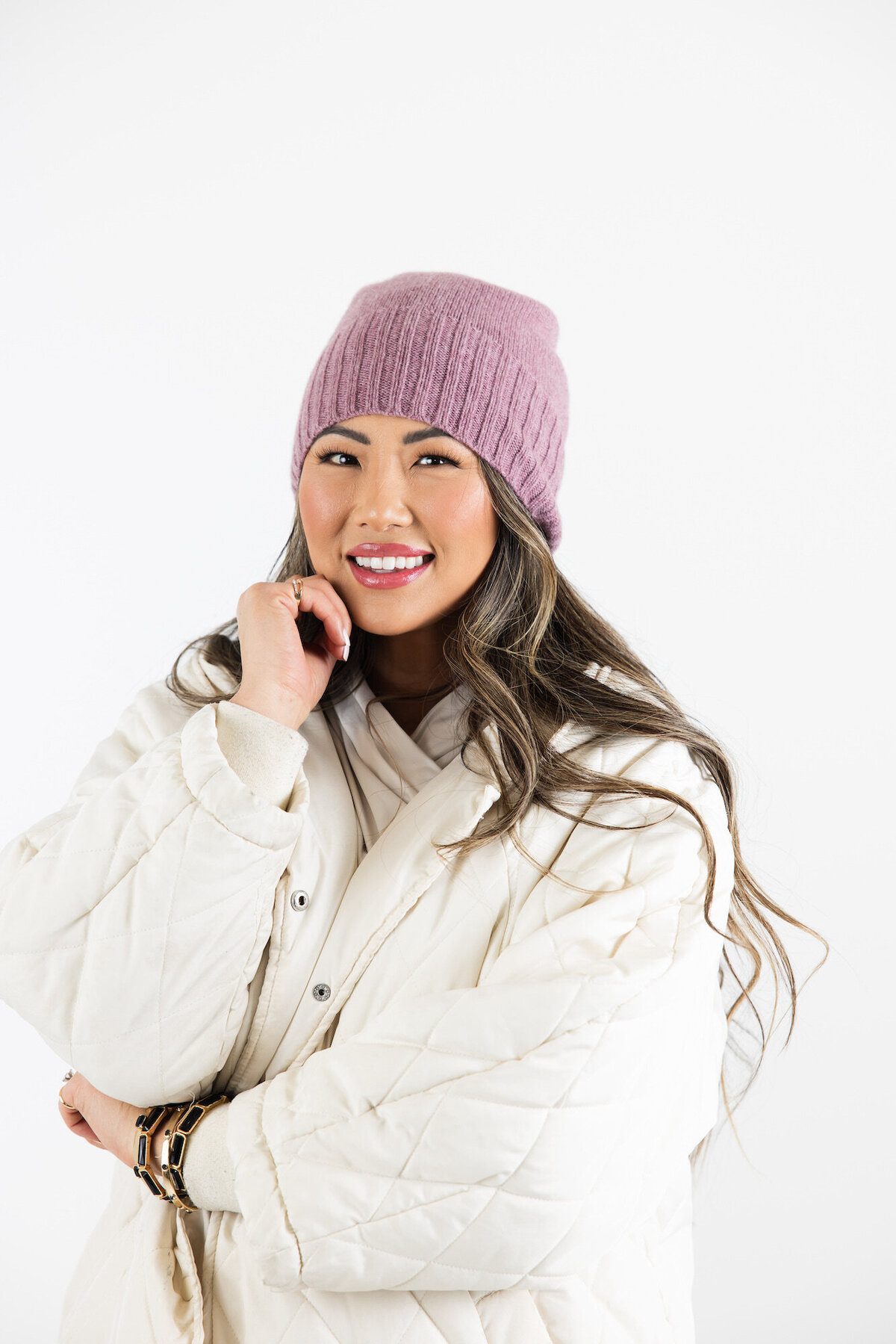 Coastal Cashmere Seattle Beanie Mauve 1