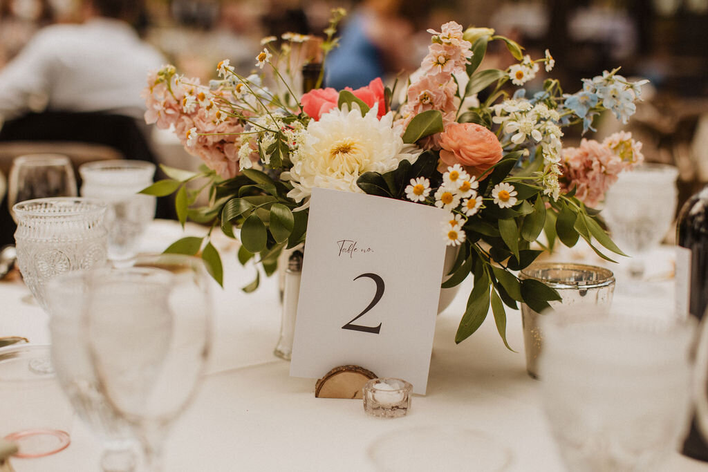Centerpiece with table number in Sunriver