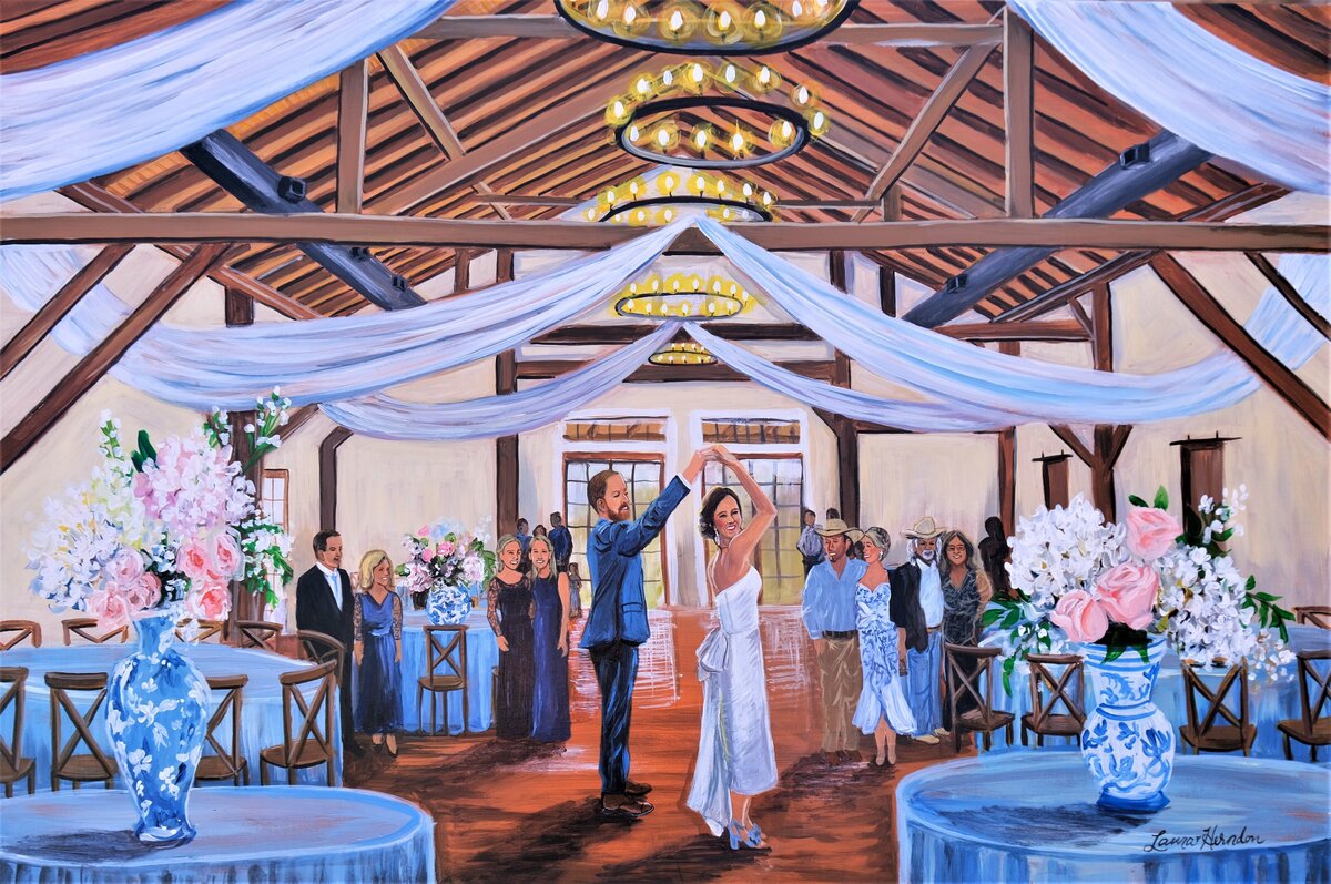 deerfield estates wedding venue live wedding painting by Laura Herndon