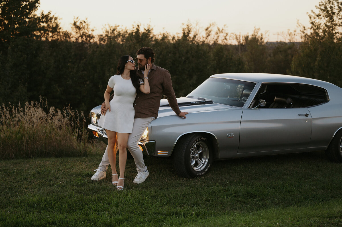 Edmonton couple takes engagement photos outdoors with their sports car