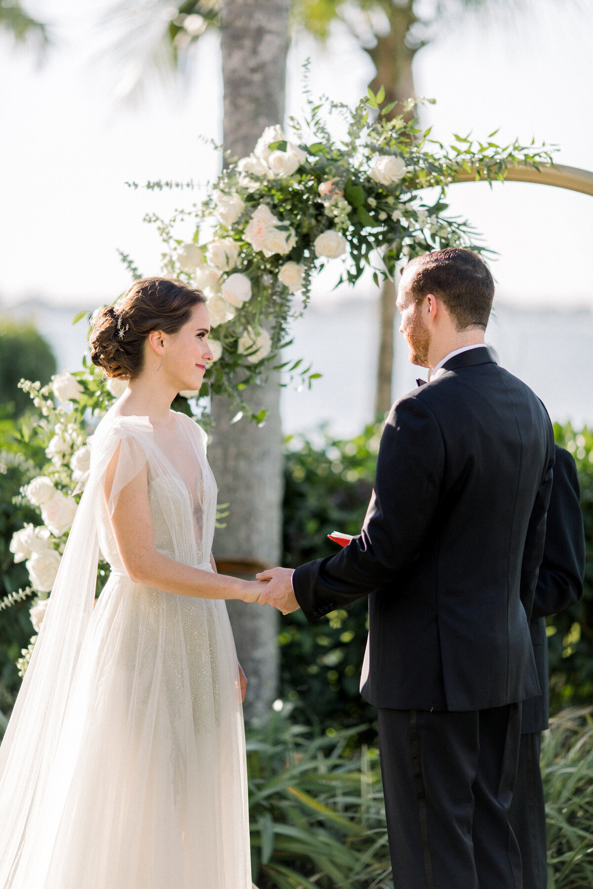 Sarasota Ritz Carlton Wedding ceremony with bride and groom
