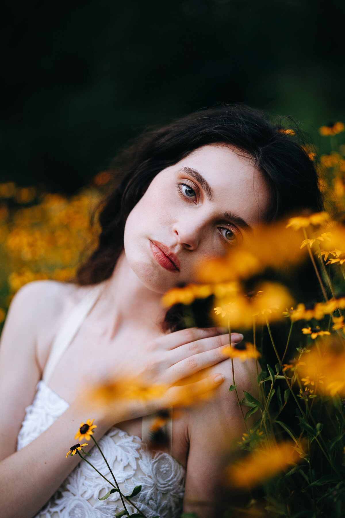 Portrait of girl in flowers