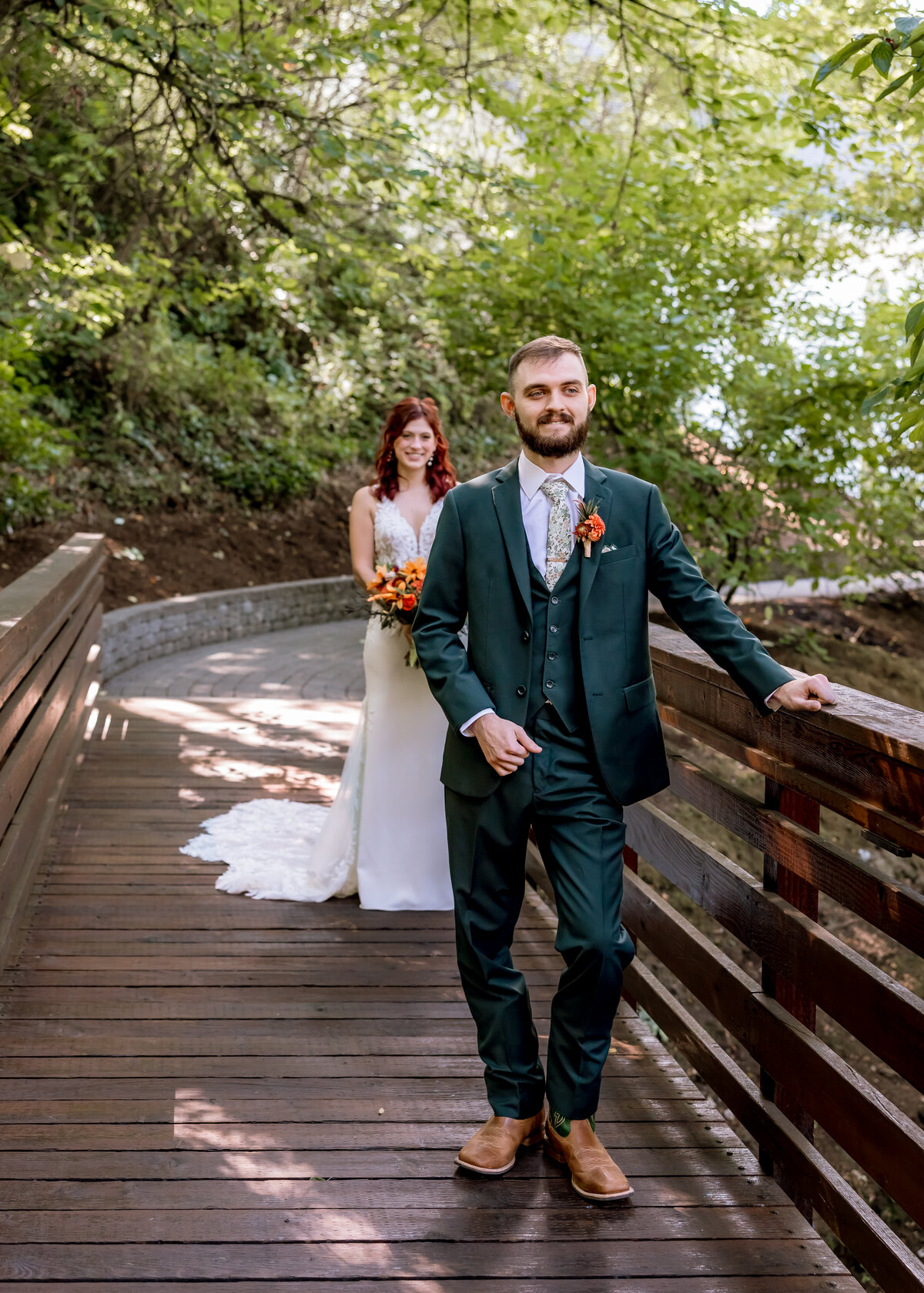 First Look with Bride and Groom at the Abernethy Center