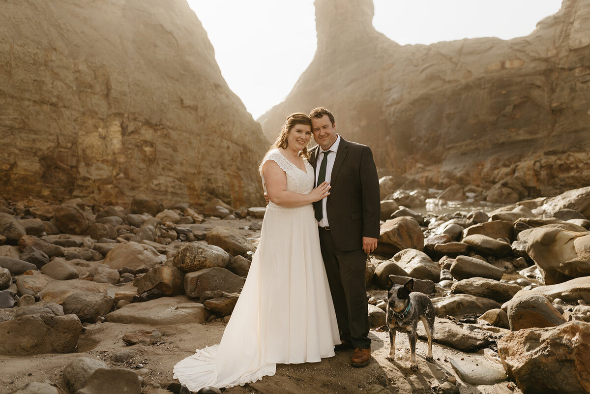 oregon coast elopement with dog near Pacific City