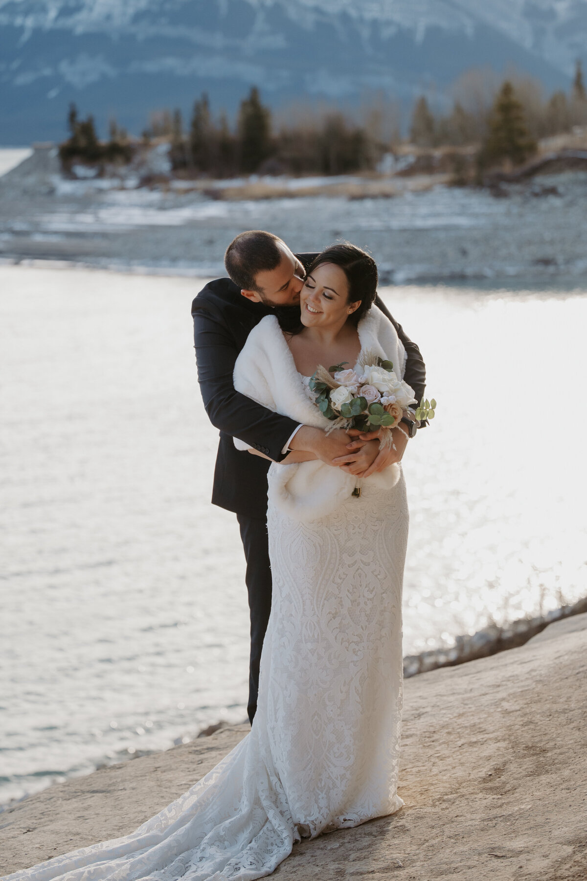 Alberta couples elopement photo on a beach