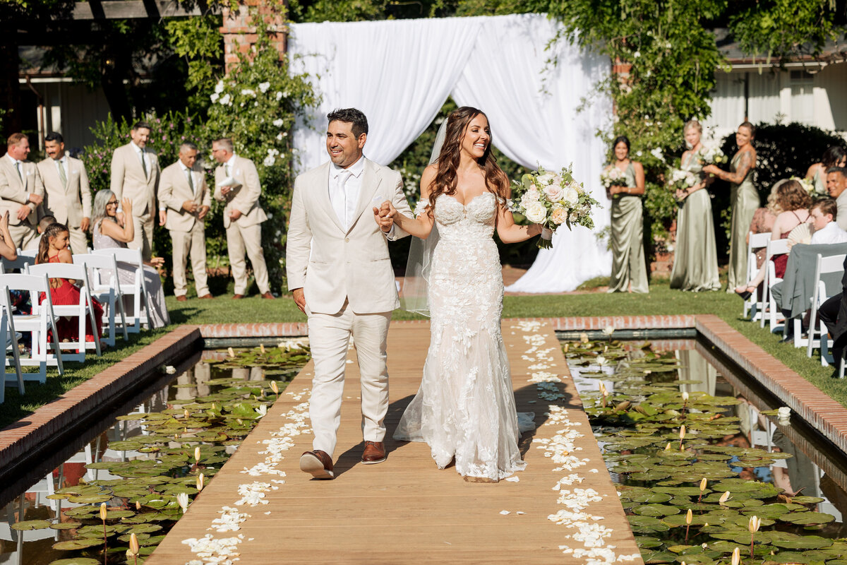 Bride and groom walking