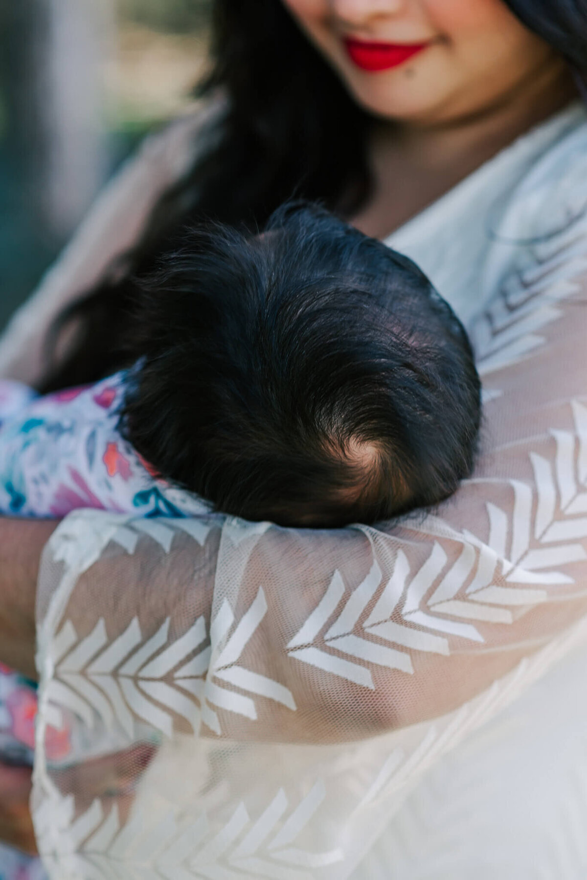 closeup shot of an indian baby girl's head of hair