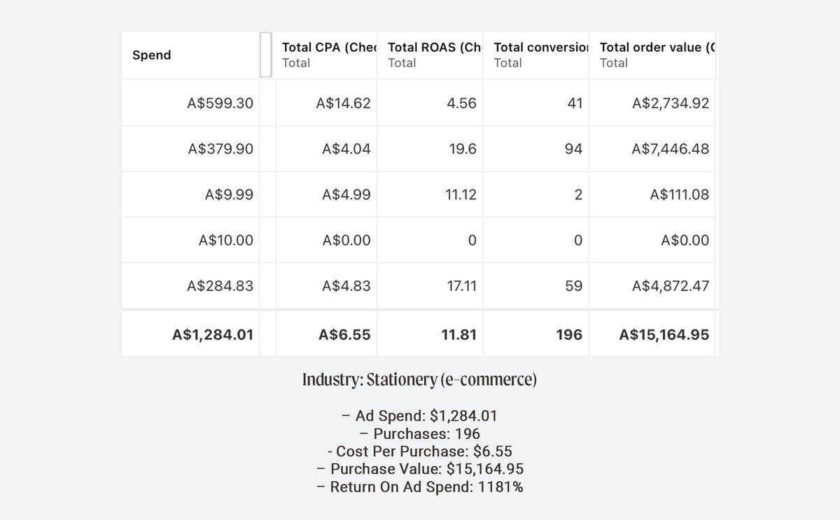 Beauty Products Facebook Ad Results