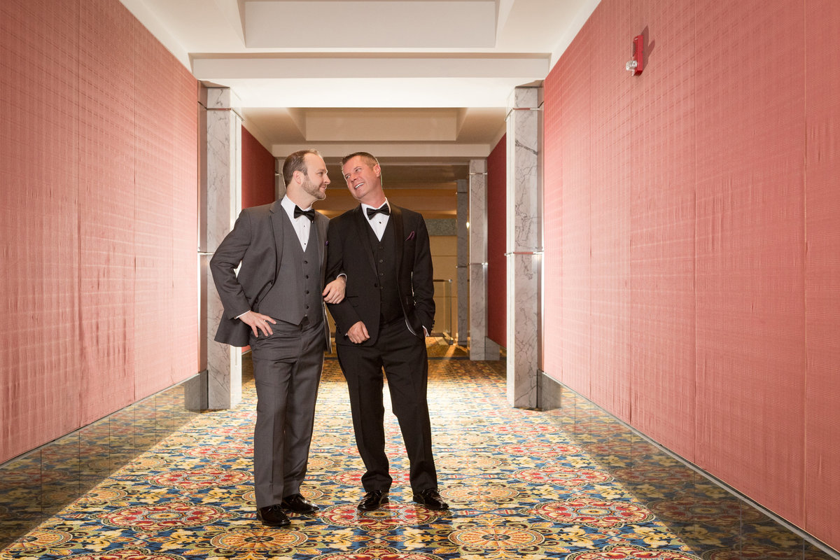 Chad Comingore and Joshua Robertson's wedding day photo at The Battle House Hotel in Mobile, Alabama.
