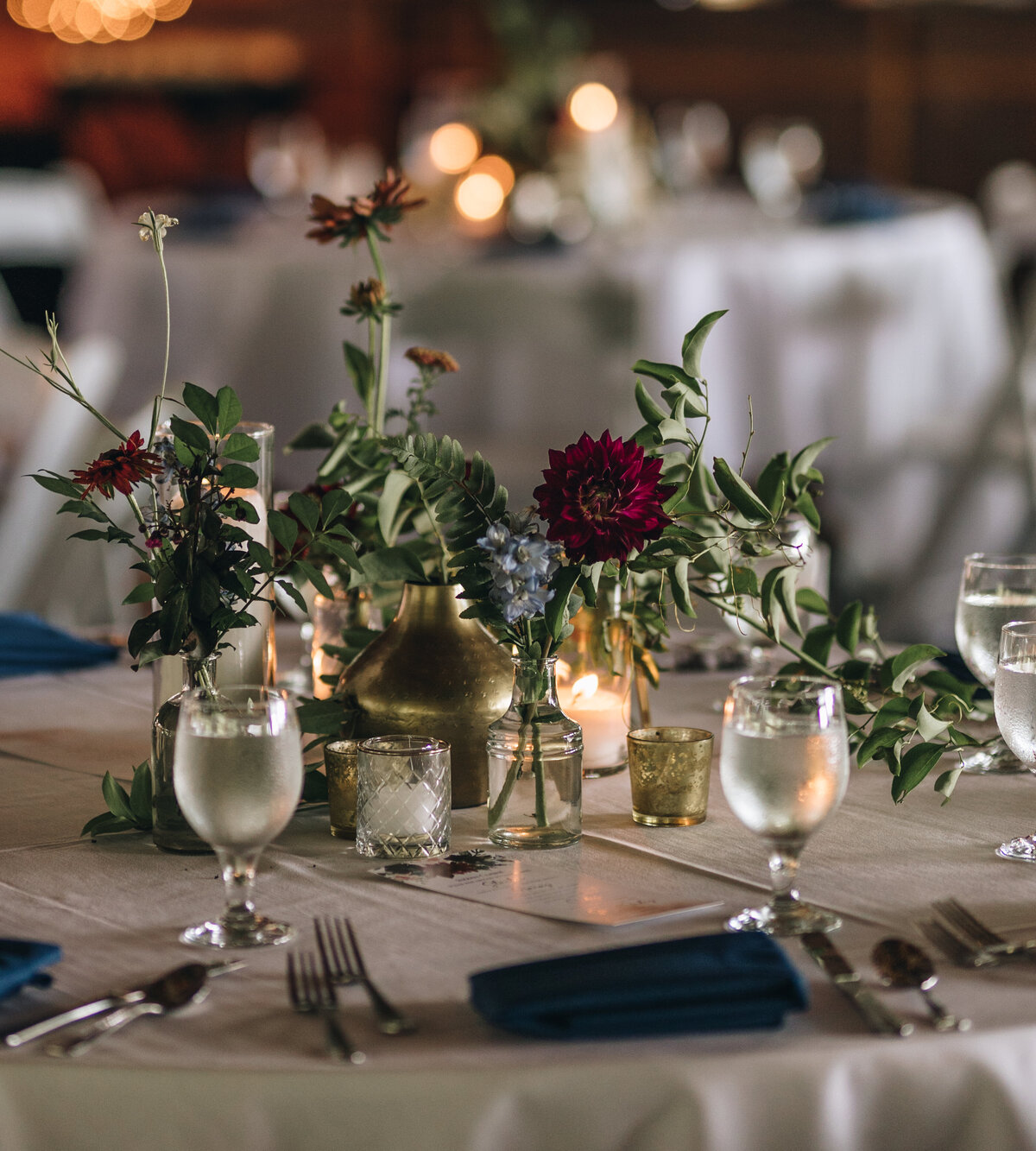 TONY + REKHA Ashville Wedding Day 2 - RECEPTION- before dinner reception decor details- centerpiece design 1