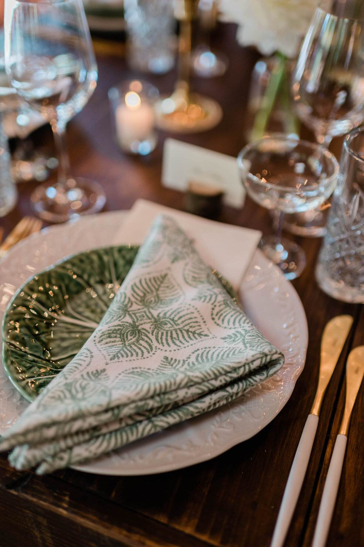 A napkin sits on glassware.