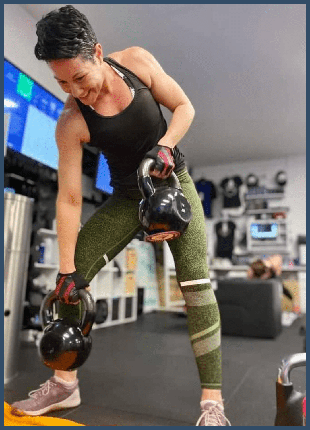 Client lifting kettlebells