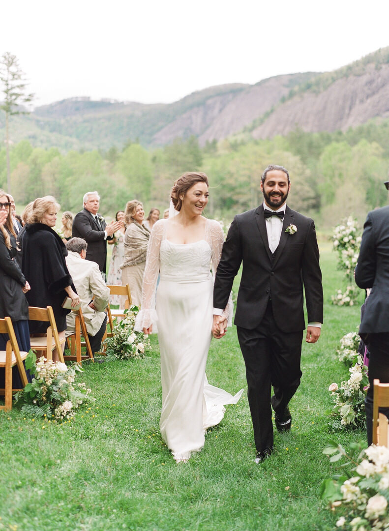Bride and Groom Exiting After Ceremony in Cashiers NC Photo