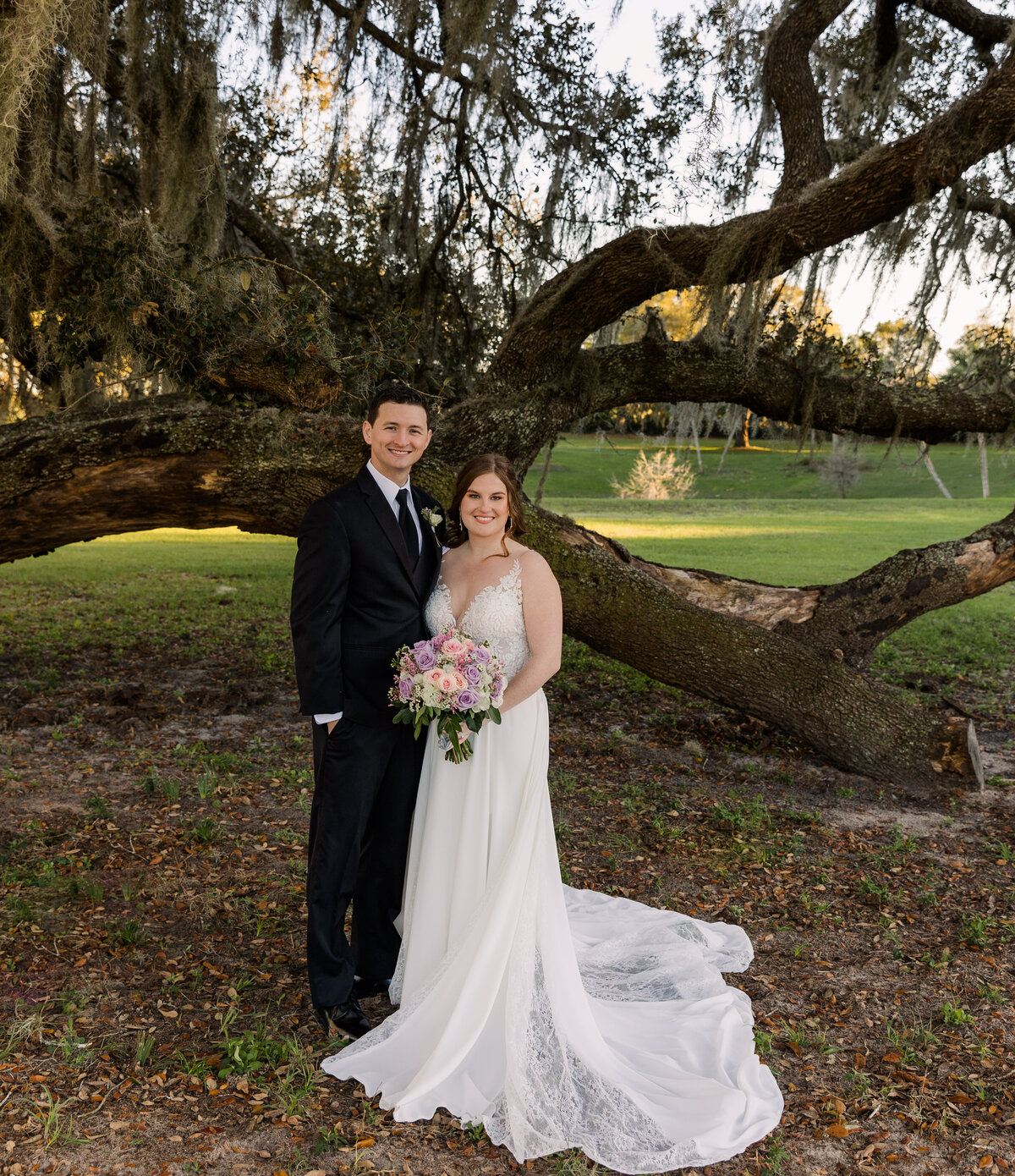 Bride and Groom Portrait outside at wedding Orlando Florida  captured by Orlando Wedding Photographer Blak Marie Photography