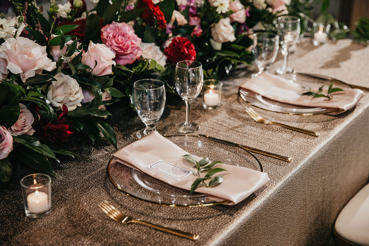 silver gold table setting