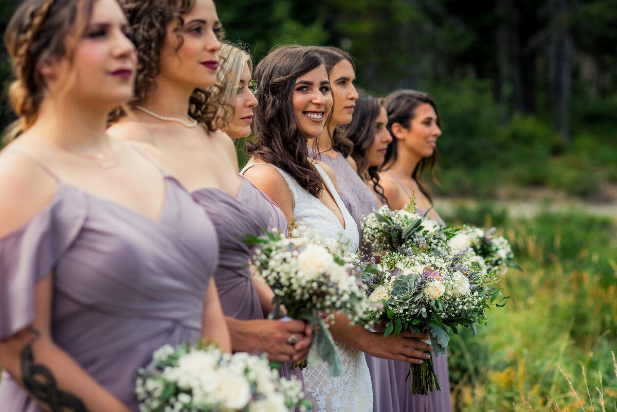 bridesmaids and bride