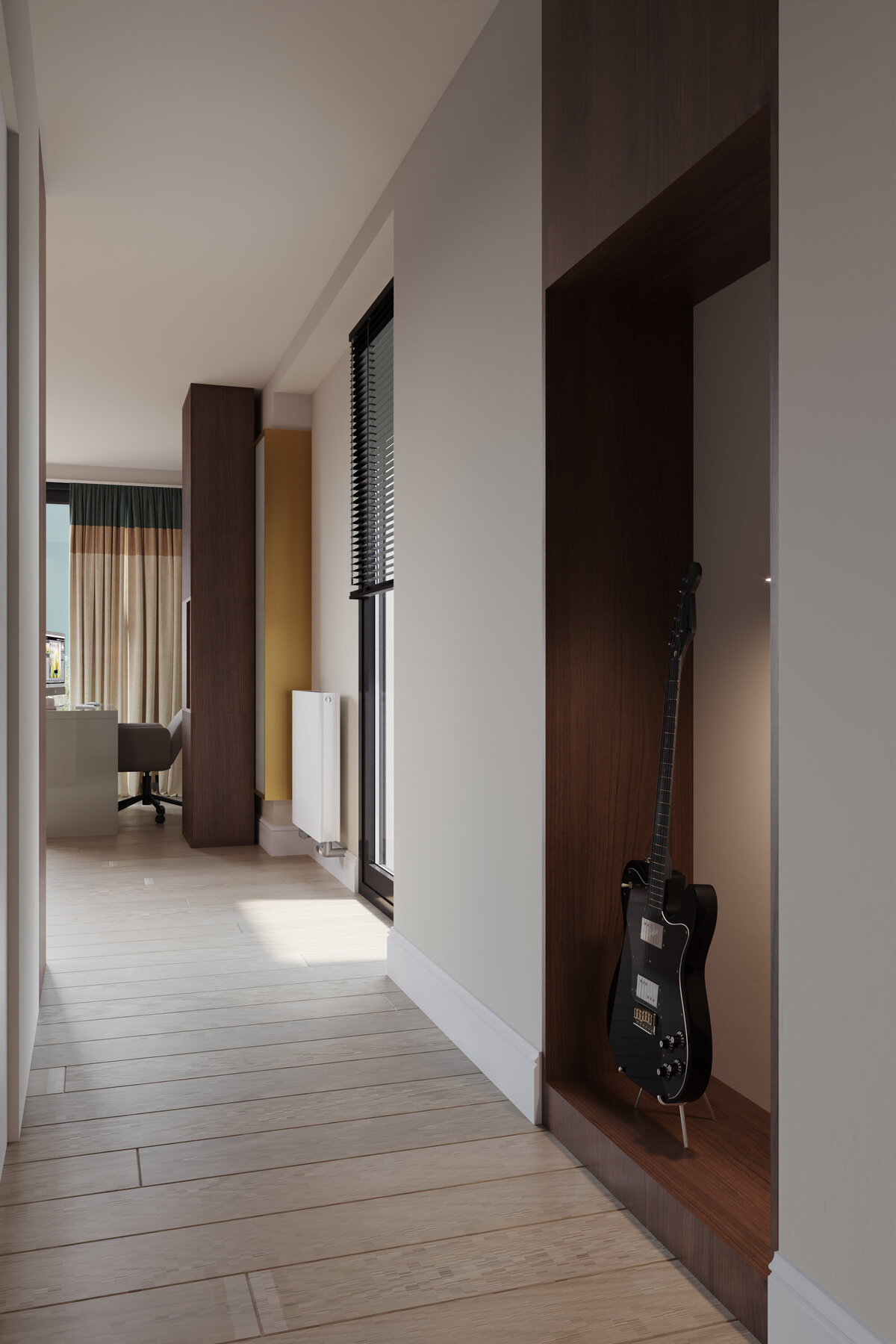 Corridor with an exposed guitar