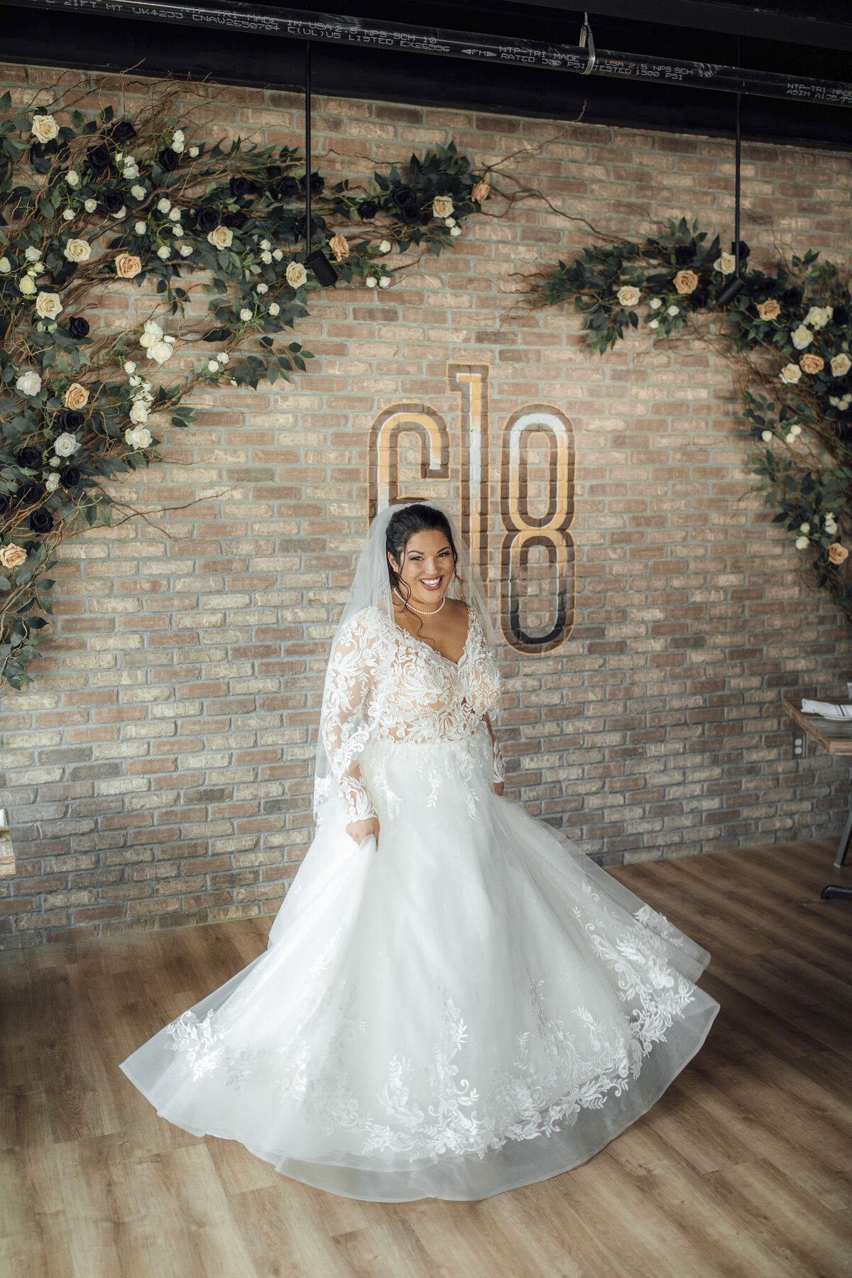 618 Restaurant Summer Wedding | Bride Posing by Stone Wall | Freehold, New Jersey Photography