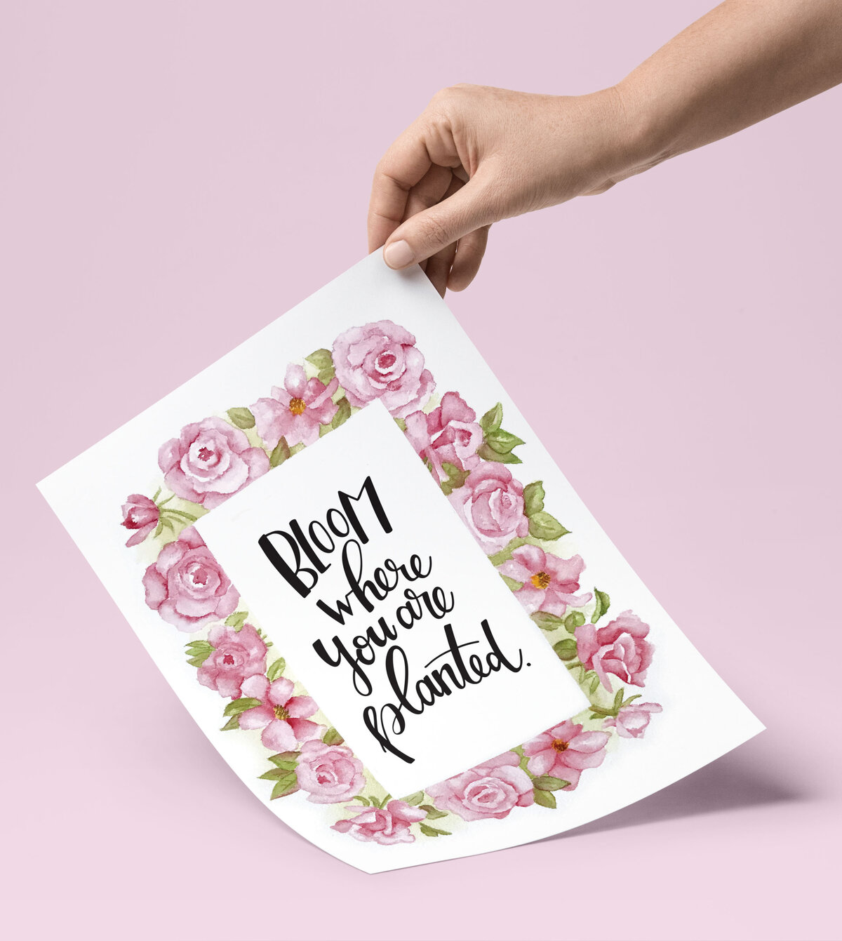 Bloom where you are planted lettering by Nancy Ingersoll