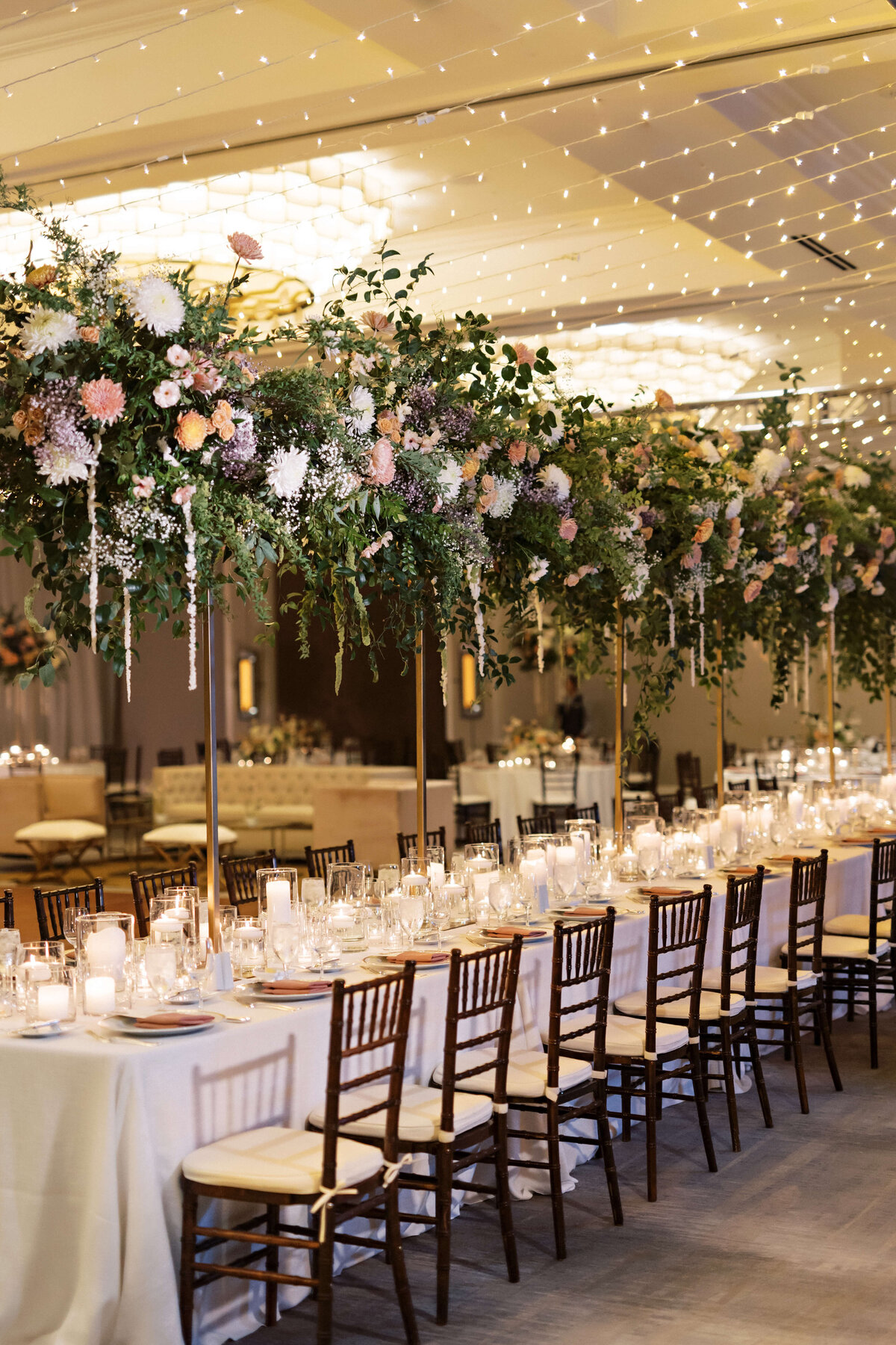 wedding reception at Four Seasons Hotel Austin with gold accents