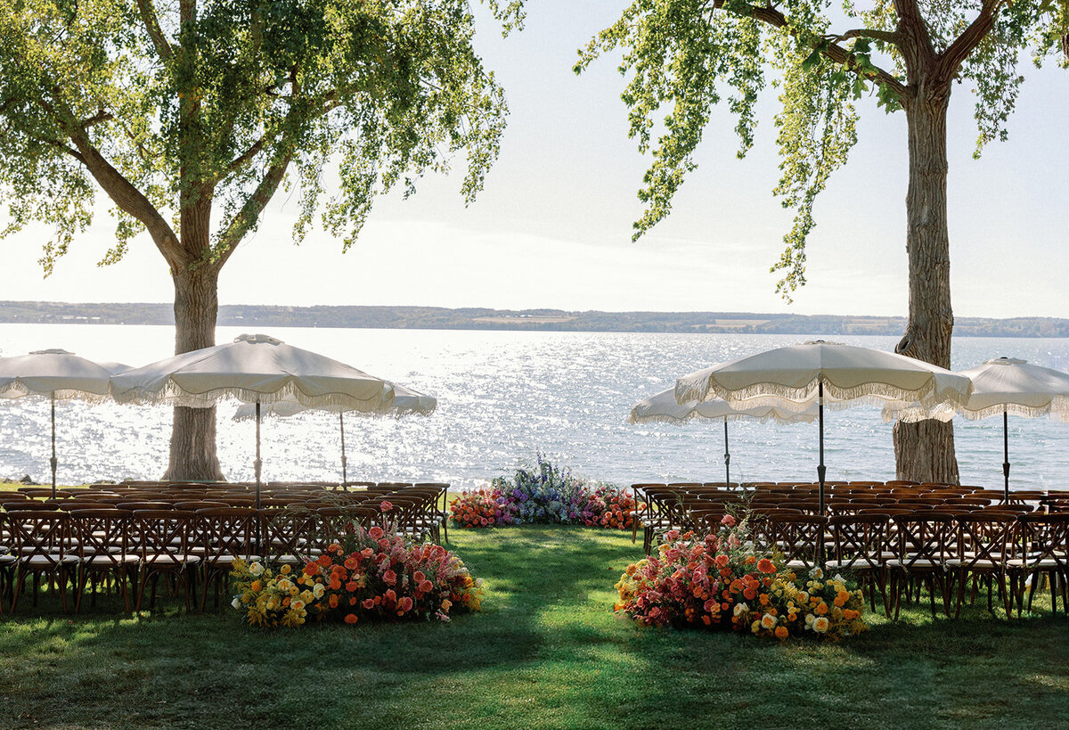 Colorful New York Wedding Ceremony with Umbrellas at Inns of Aurora - Verve Event Co. - Laura Rose Weddings (2)