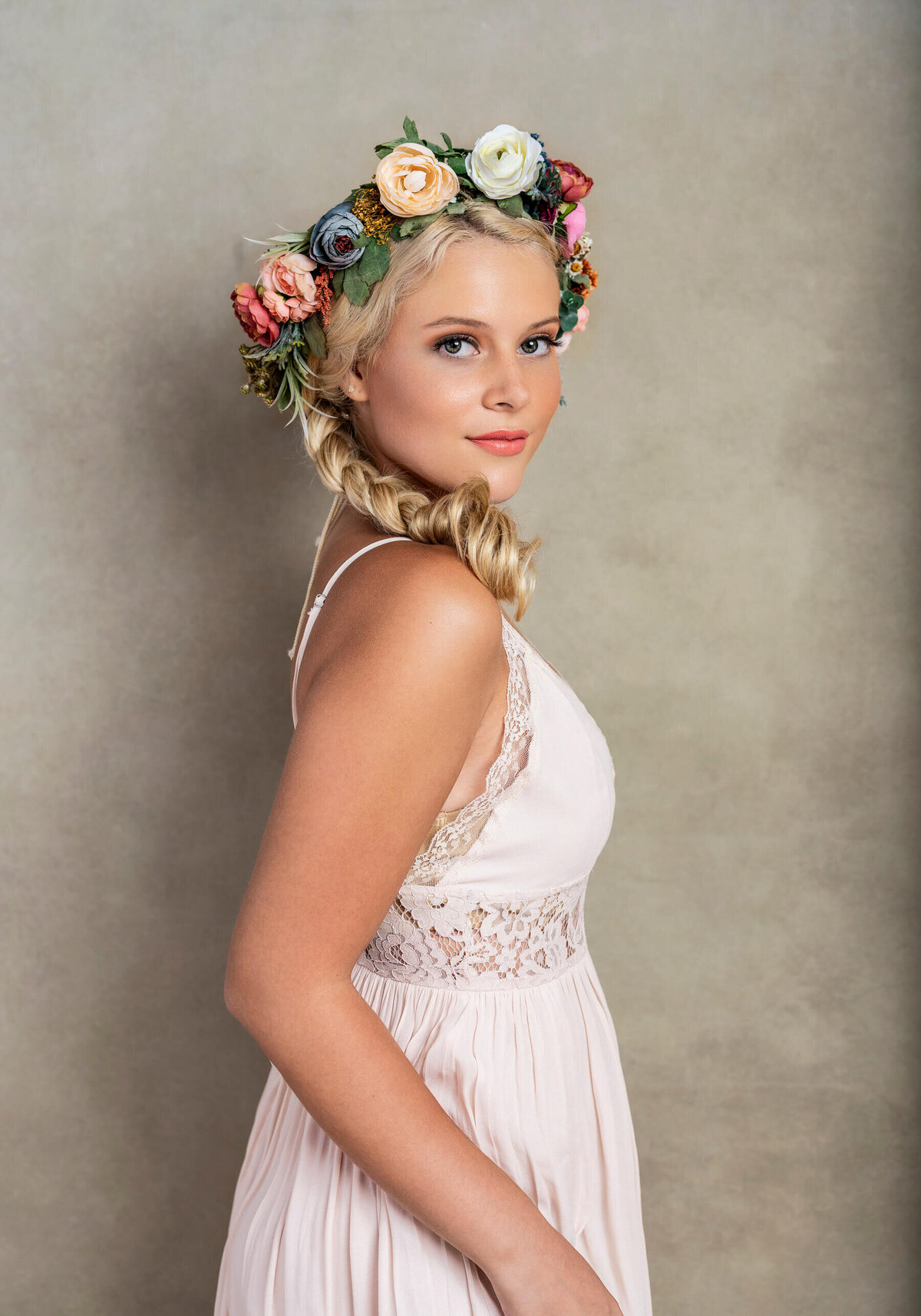 Stylez senior girl portrait with flower crown