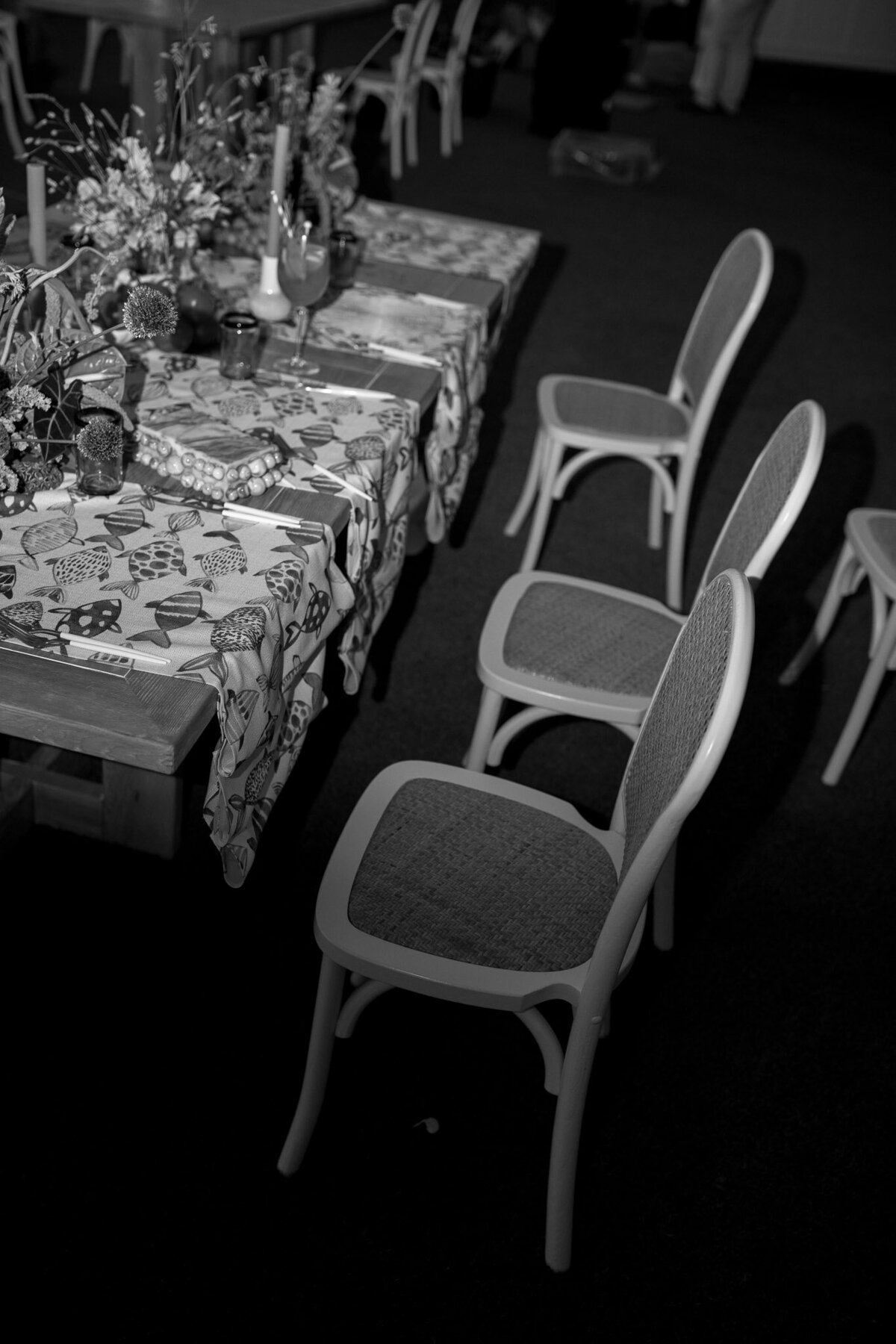 Wedding Reception in Black and White