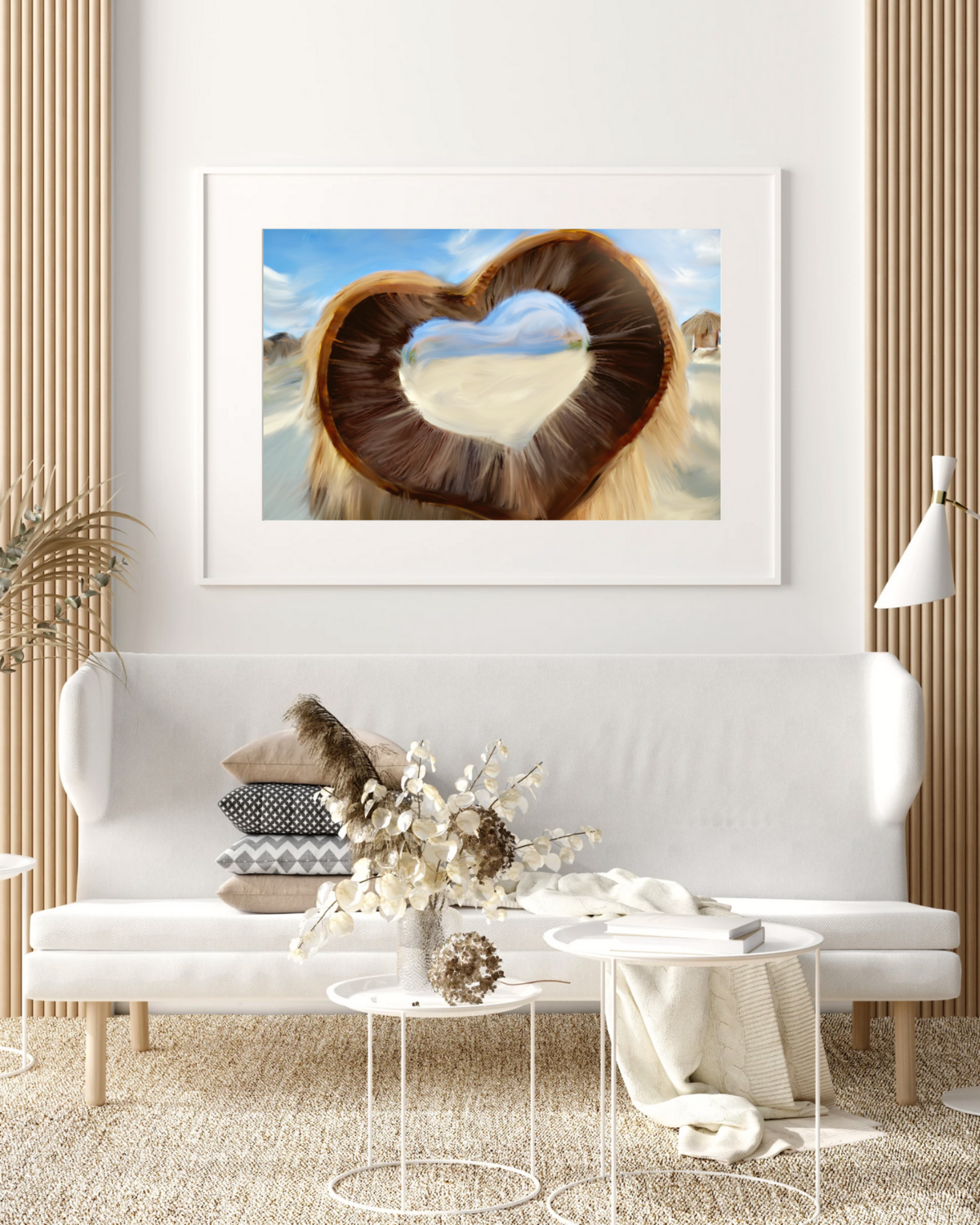 Beige White Aesthetic Modern Living Room Wall Art Photography Poster Frame Mockup Instagram Post