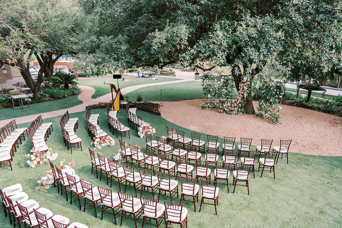 Ceremony chairs set in a curved  pattern